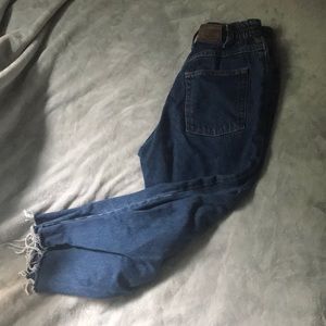 L.L. Bean dark wash mom jeans with elastic waist